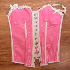 Hot Pink and White Coquette Corset Top Size L